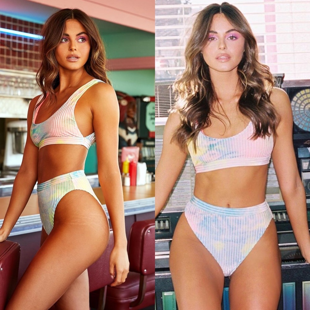 Festival Tie Dye Velvet Bikini Top - Picture 3 of 7